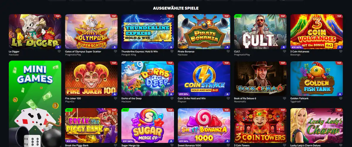 Slot-Lobby von Spinmills mit beliebten Spielautomaten